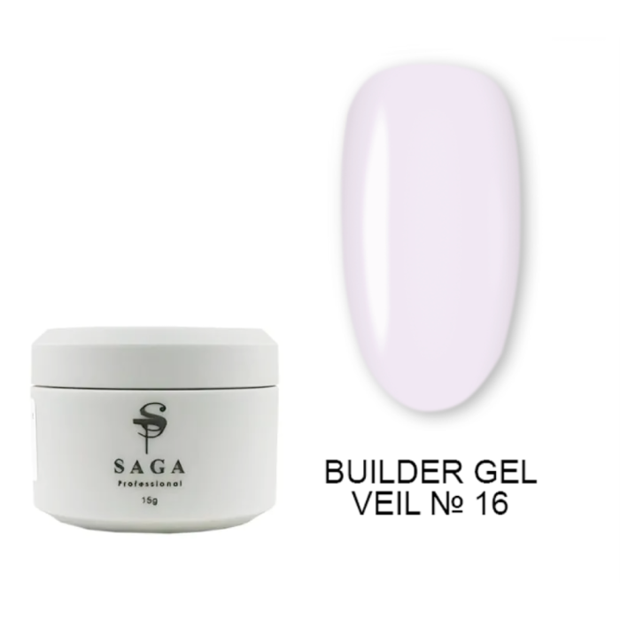 SAGA Professional Builder Gel Veil № 16 - гель для нарощування, бузковий, 15 мл