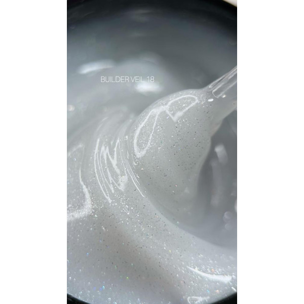 SAGA Professional Builder Gel Veil № 18 - гель для наращивания, молочный с блестками, 15 мл
