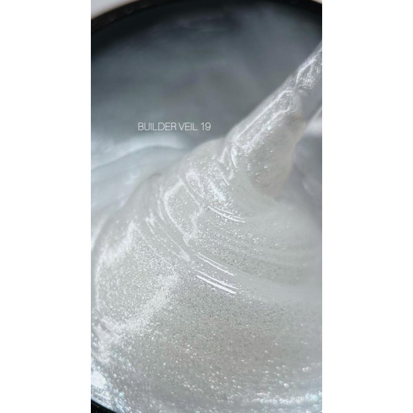 SAGA Professional Builder Gel Veil № 19 - гель для наращивания, молочно-белый с шиммером, 15 мл