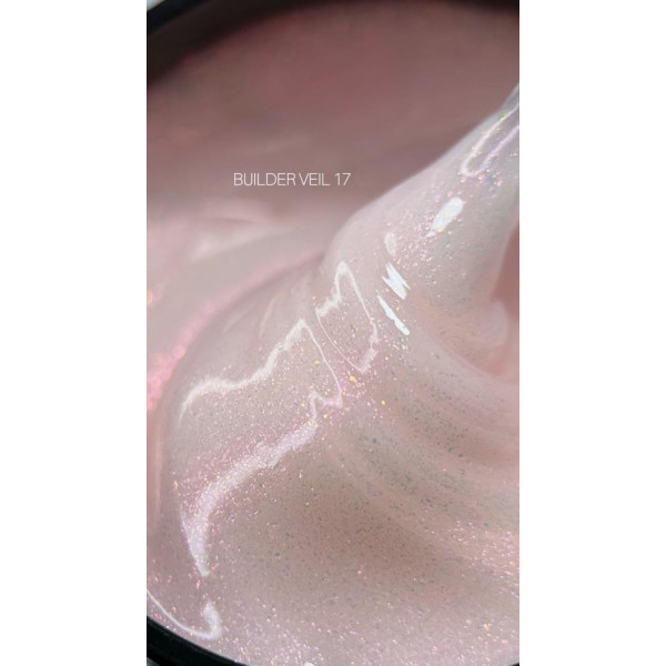 SAGA Professional Builder Gel Veil № 17 - гель для наращивания, персиковый с поталью, 30 мл