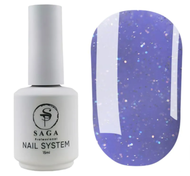 SAGA Professional Liquid Gel № 28 - жидкий гель для наращивания, лавандово-голубой с шиммером, 15 мл