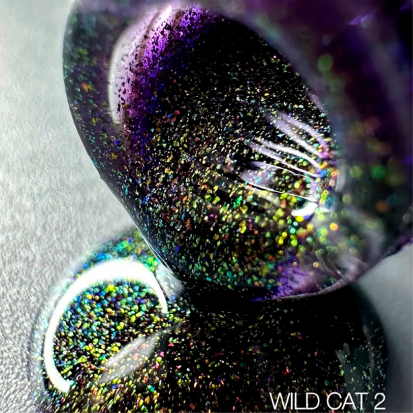 Гель-лак кошачий глаз SAGA Professional Wild Cat №02, фиолетовый с желтым, 10 мл