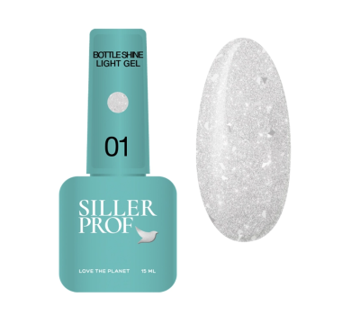 Siller BOTTLE Gel Shine Light №001 - cветоотражающий гель с поталью,  15 мл