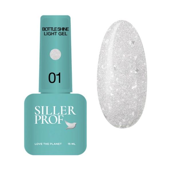 Siller BOTTLE Gel Shine Light №001 - cветоотражающий гель с поталью, 15 мл