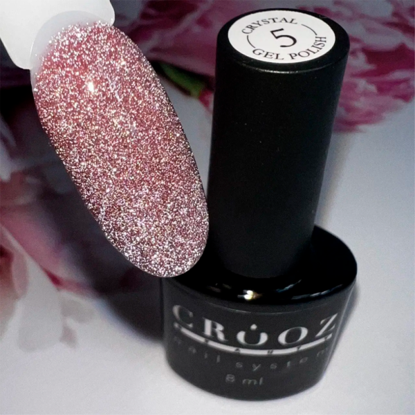 Гель-лак світловідбивний Crooz Crystal Gel Polish №05, бежево-рожевий, 8 мл