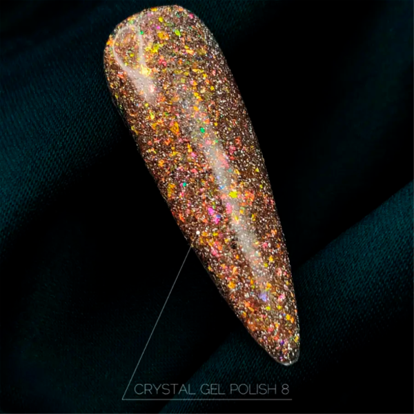 Гель-лак светоотражающий Crooz Crystal Gel Polish №08, золотисто-желтый, 8 мл