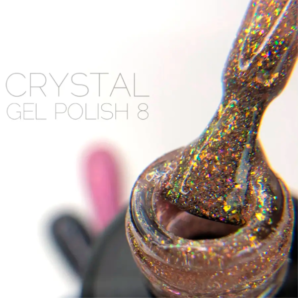 Гель-лак светоотражающий Crooz Crystal Gel Polish №08, золотисто-желтый, 8 мл