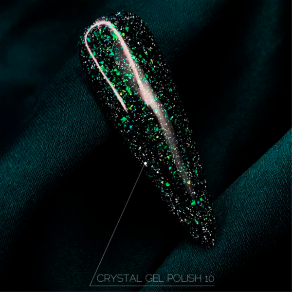Гель-лак светоотражающий Crooz Crystal Gel Polish №10, зеленый, 8 мл