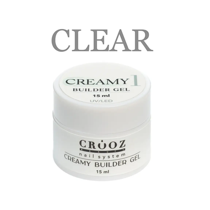 Crooz Creamy Builder Gel №01 - гель для нарощування, прозорий, 15 мл