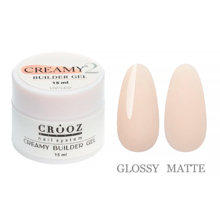 Crooz Creamy Builder Gel №02 - гель для нарощування, ніжно-кремовий, 15 мл