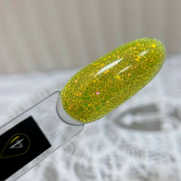 Crooz Crystal Liquid Polygel №04 - жидкий полигель со светоотражающими блестками, желтый, 15 мл