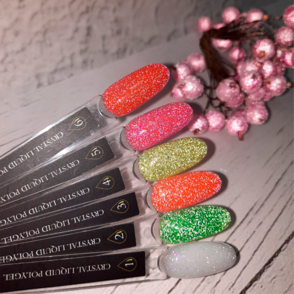 Crooz Crystal Liquid Polygel №05 - жидкий полигель со светоотражающими блестками, розовый, 15 мл