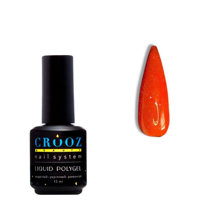 Crooz Crystal Liquid Polygel №06 - рідкий полігель зі світловідбивними блискітками, кораловий, 15 мл