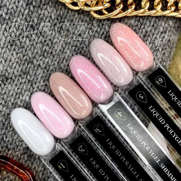Crooz Shimmer Liquid Polygel №021 - рідкий полігель із шиммером, світло-рожевий, 15 мл