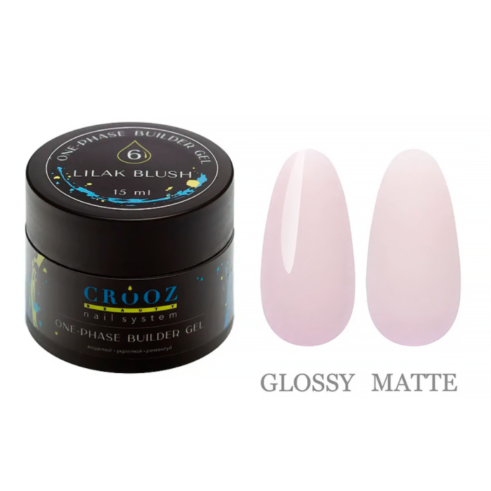 Crooz One-Phase Builder Gel №06 Lilak Blush - гель для нарощування, молочно-рожевий, 15 мл