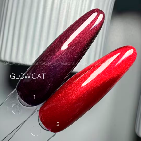 Гель-лак кошачий глаз SAGA Professional Glow Cat №01, спелая вишня, 10 мл