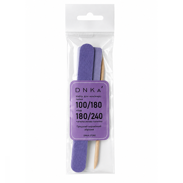 Одноразовий набір DNKa пилка (100/180) + баф (180/240) й апельсинова паличка
