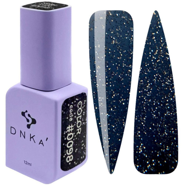 Гель-лак DNKa Gel Polish Color #0098, темно-синій з блискітками, 12 мл