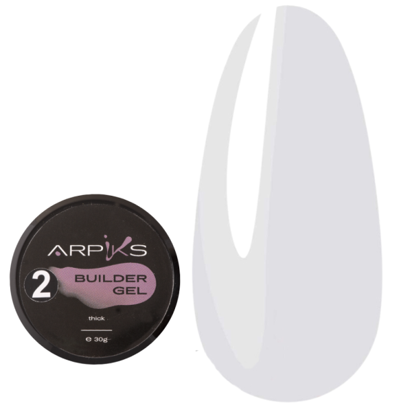 Arpiks Builder Gel Thick №02 - моделирующий гель, молочный оттенок с легкой сиренью, 30 г