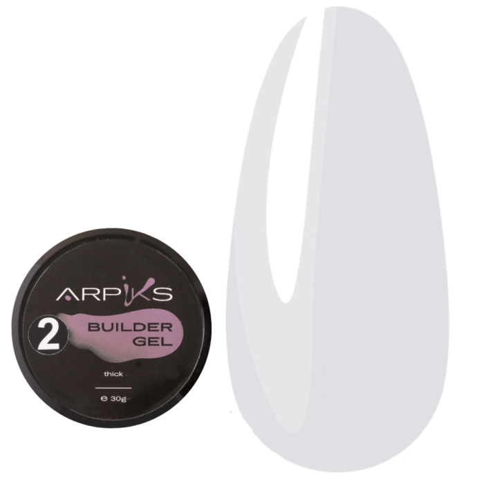 Arpiks Builder Gel Thick №02 - моделирующий гель, молочный оттенок с легкой сиренью, 30 г