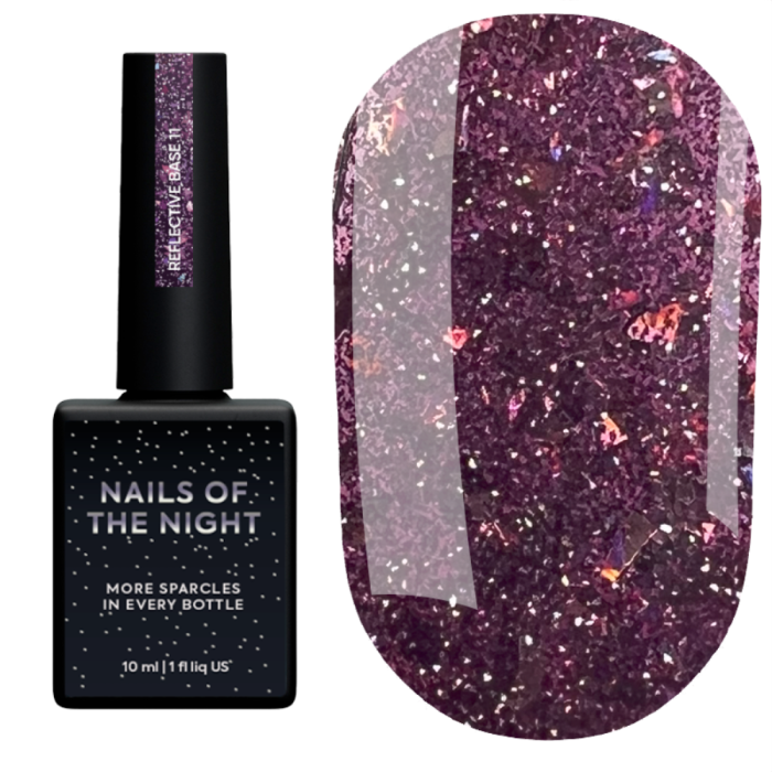 База світловідбивна NAILSOFTHEDAY Base Reflective № 11, сливово-рожева, 10 мл