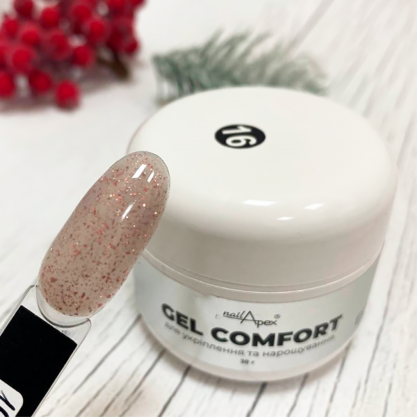 Nailapex Comfort Gel №16 - гель моделирующий без опила, темный беж с шиммером, 30 г
