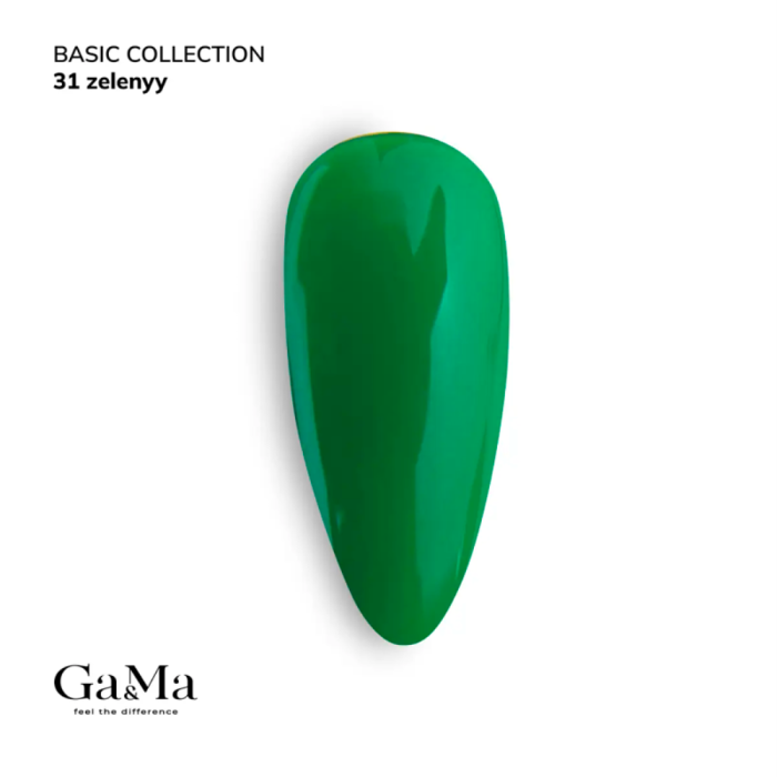 Гель-лак GA&MA Basic Collection №031 Zelenyy, зелений, 10 мл