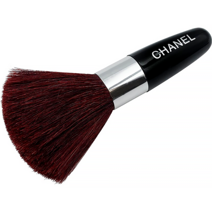 Кисть Chanel маленькая для профессионального макияжа, хром с черной ручкой