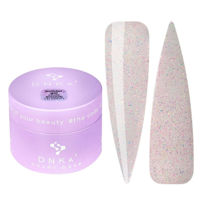 DNKa Builder Gel №06 Celebrity - гель конструирующий (полупрозрачный розовый с шиммером), 30 мл