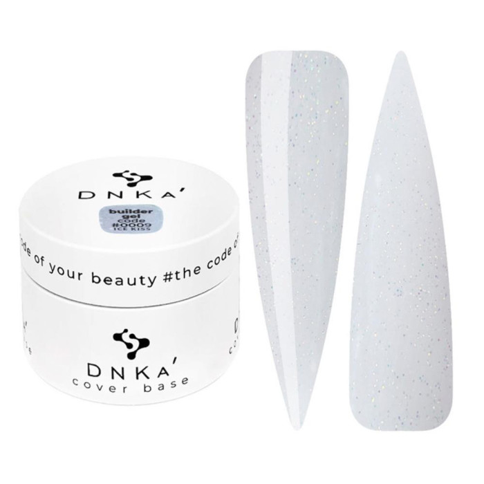 DNKa Builder Gel №09 Ice Kiss - гель конструирующий (молочный с шиммером), 30 мл