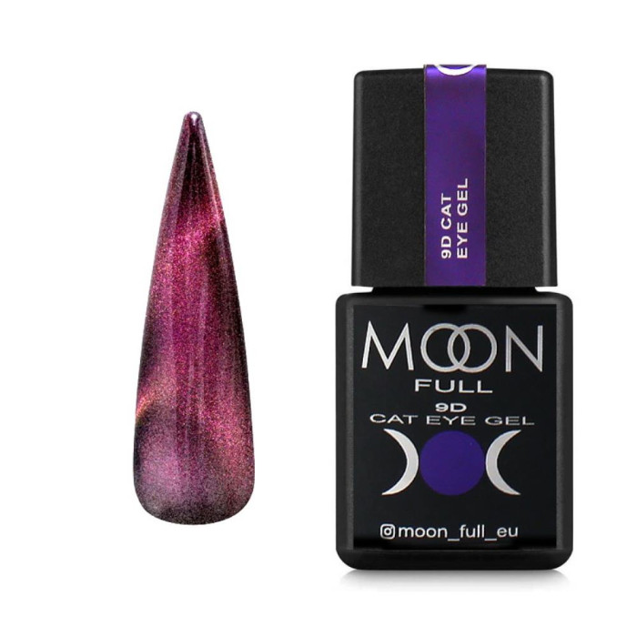 Гель-лак котяче око Moon Full 9D Cat Eye CE №01, малиново-рожевий, напівпрозорий, 8 мл