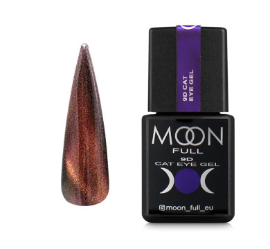 Гель-лак котяче око Moon Full 9D Cat Eye CE №02, шоколадний із золотом, напівпрозорий, 8 мл