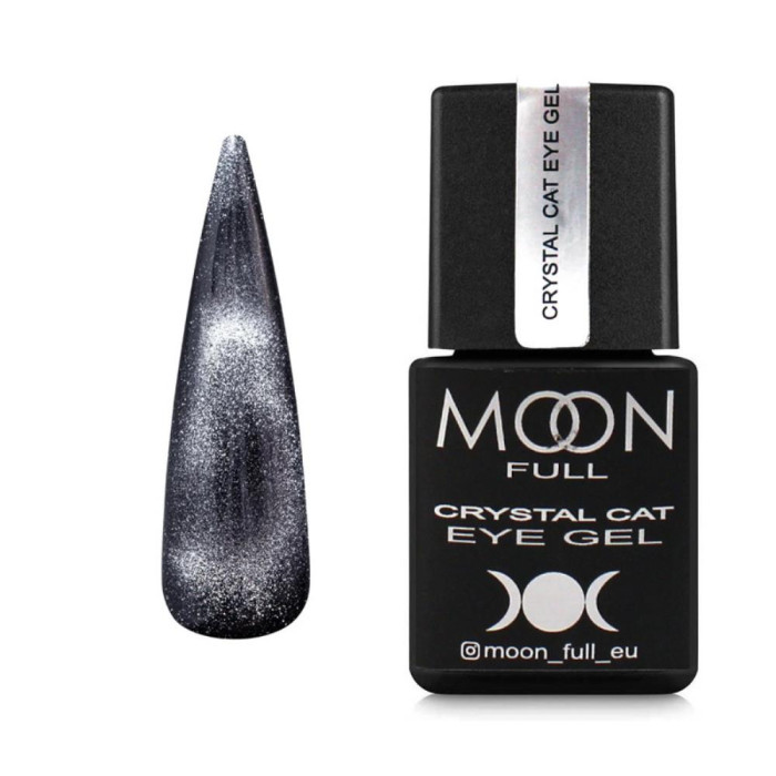 Гель-лак котяче око Moon Full Crystal Cat Eye Gel, срібний кристал, напівпрозорий, 8 мл