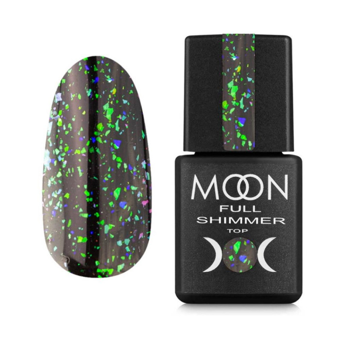 MOON Full Shimmer Top Chameleon №1021 - с розноцветной поталью, без липкого слоя, 8 мл