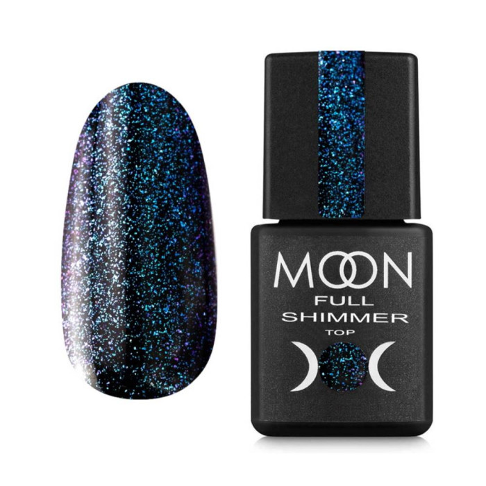 MOON Full Shimmer Top №1029 - топ із дрібним блакитним шимером, без липкого шару, 8 мл