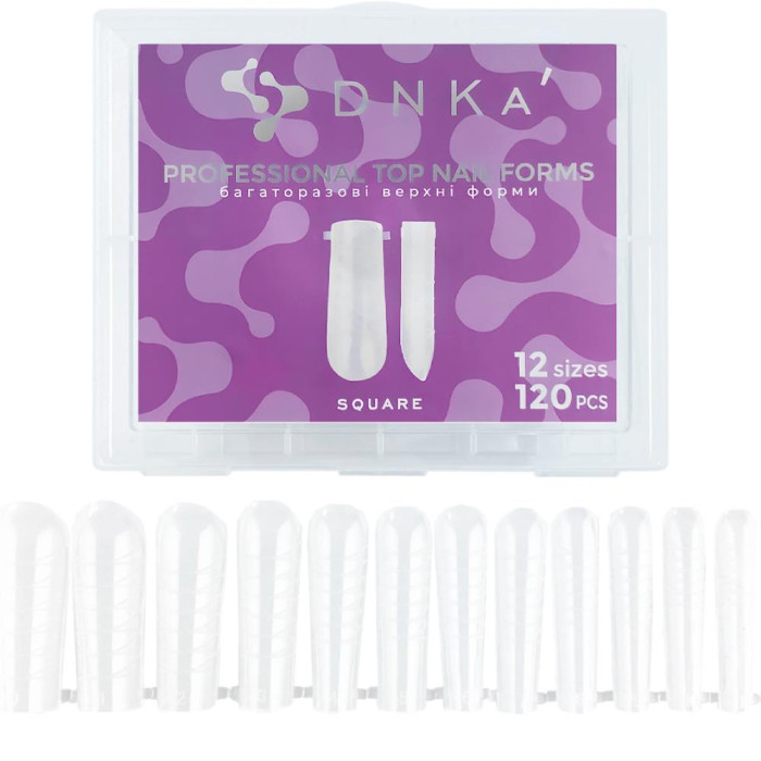 Верхние формы для наращивания ногтей DNKa Top Nail Forms Square - квадрат, 120 шт.