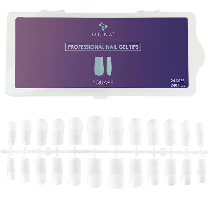 Гелевые типсы для наращивания DNKa Nail Gel Tips Square - квадрат, 240 шт.