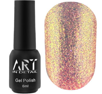 Гель-лак з ефектом втирки ART Rainbow Splash №RS001, персиковий, 6 мл