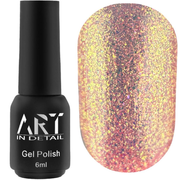 Гель-лак з ефектом втирки ART Rainbow Splash №RS001, персиковий, 6 мл