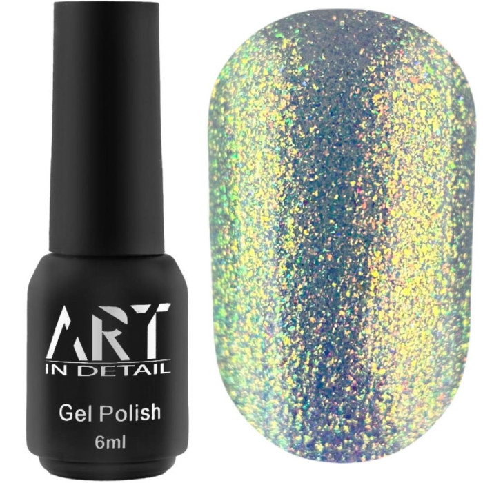 Гель-лак з ефектом втирки ART Rainbow Splash №RS002, блакитний місячний, 6 мл