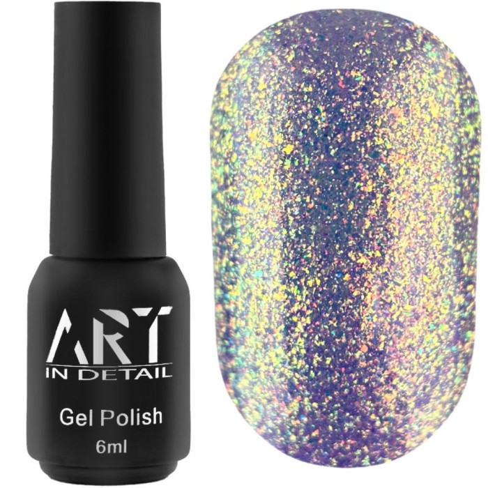 Гель-лак з ефектом втирки ART Rainbow Splash №RS004, бузковий, 6 мл