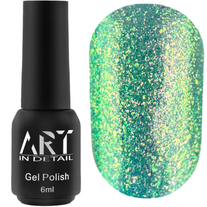 Гель-лак з ефектом втирки ART Rainbow Splash №RS005, м'ятний, 6 мл