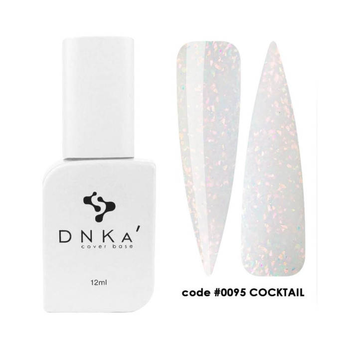 База камуфлююча DNKa Cover Base №0095 Coctail, молочна з голографічною паталлю, 12 мл