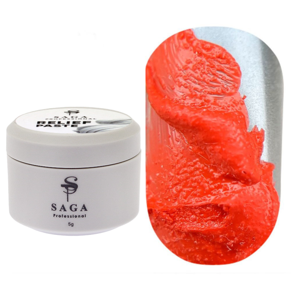SAGA Professional Relief Paste №10 - рельефная паста без липкого слоя, неоновый красный, 5 мл