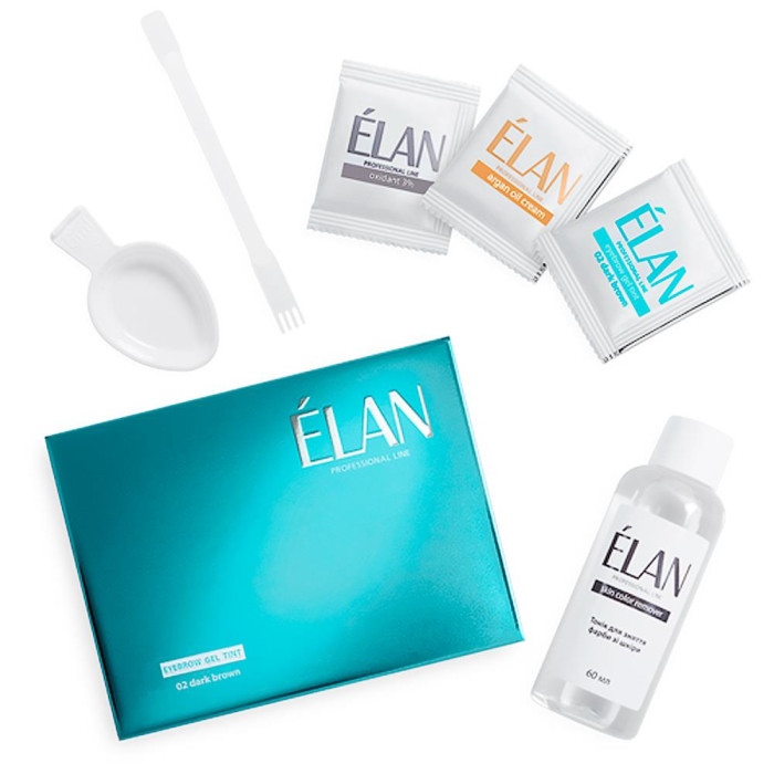 ELAN Eyebrow Gel Tint 02 dark brown - набор гель-краски для бровей, (темно-коричневый), 10 шт