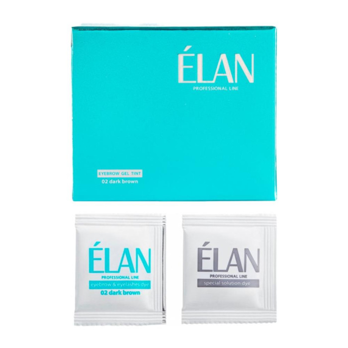 ELAN Eyebrow Gel Tint 02 (сет) - гель-фарба + окислювач для брів, (темно-коричневий), 5 г