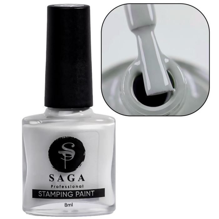 Лак-краска для стемпинга Saga Professional Stamping Paint №022 - светло-серая, 8 мл