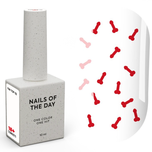 NAILSOFTHEDAY Fun Top 18+ №02 - топ без липкого слоя, красный, 10 мл