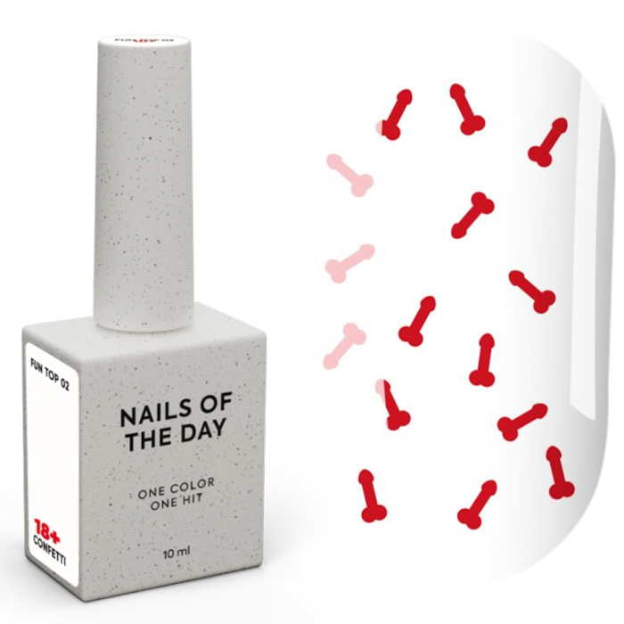 NAILSOFTHEDAY Fun Top 18+ №02 - топ без липкого шару, червоний, 10 мл