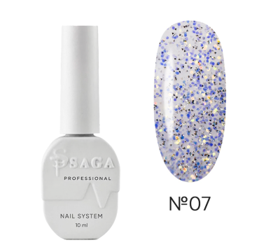 SAGA Professional Top Crush №07 - топ без липкого слоя, с синими блестками, 10 мл
